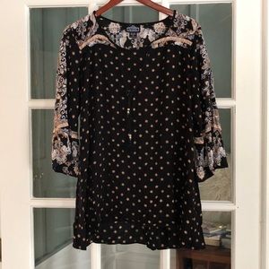 Angie paisley print bell sleeve tunic